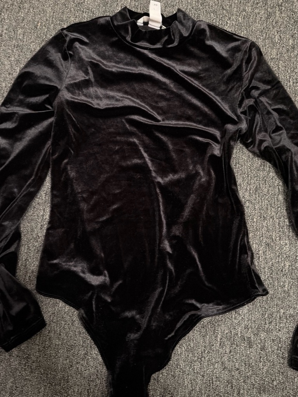 H&M Black Velvet Long-Sleeve Bodysuit